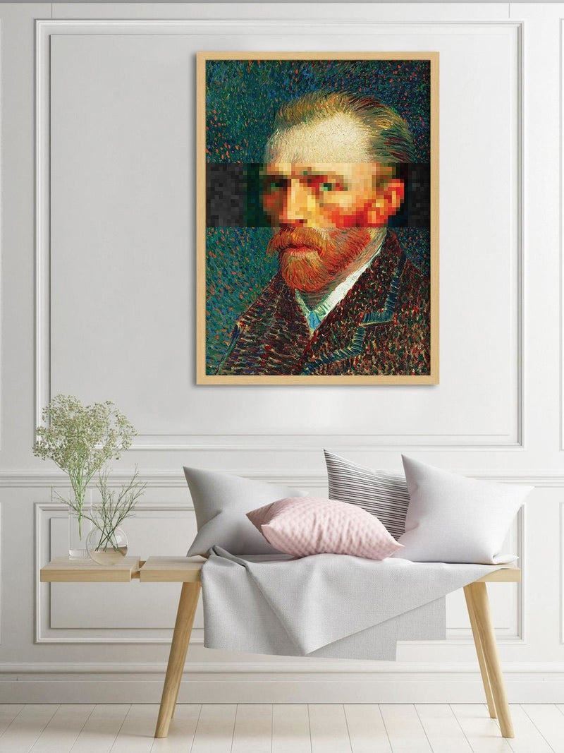 Glezna bēšā rāmī - Painter Self-Portrait Image Blue  Home Trends DECO