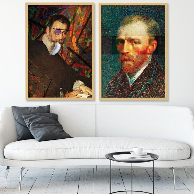 Glezna bēšā rāmī - Painter Self-Portrait Image Blue  Home Trends DECO