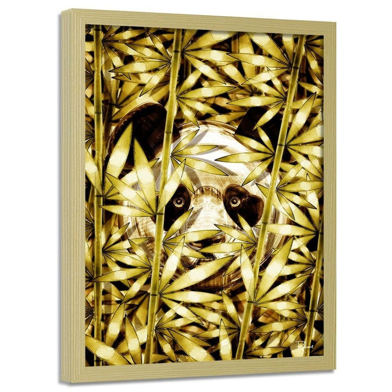 Glezna bēšā rāmī - Panda Image Animal Print Gold  Home Trends DECO