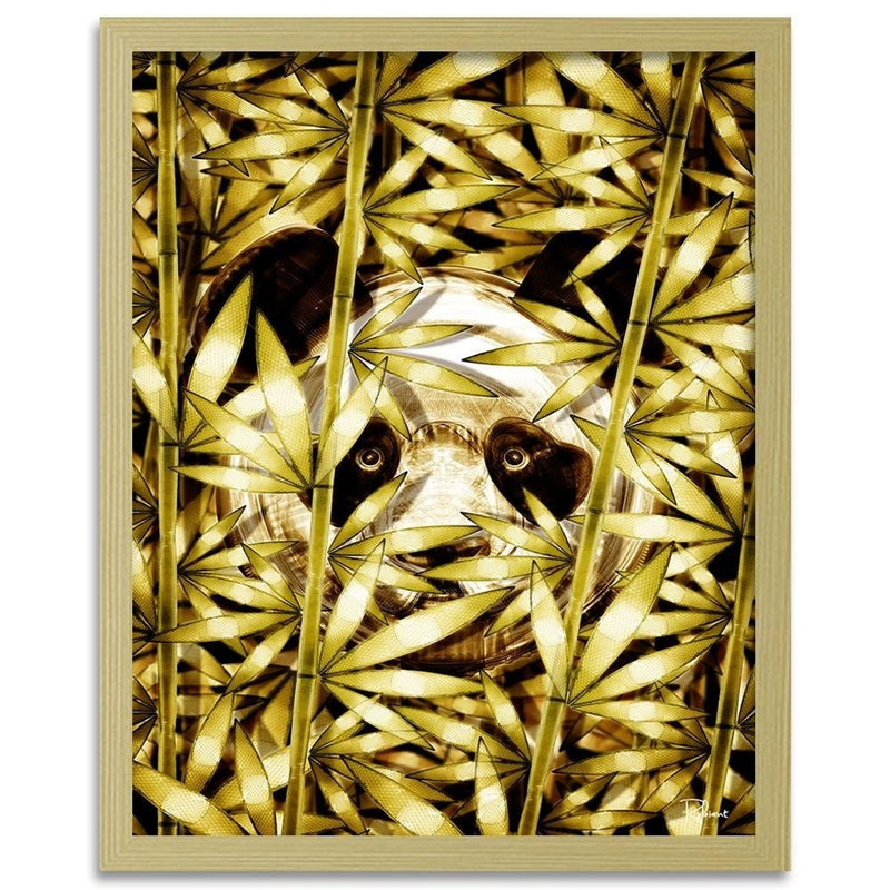 Glezna bēšā rāmī - Panda Image Animal Print Gold  Home Trends DECO