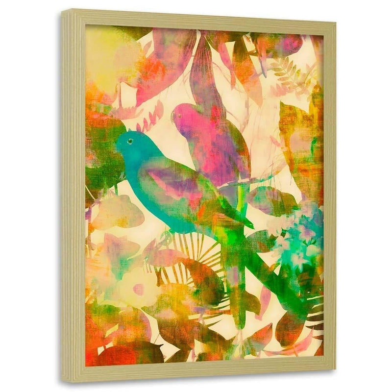 Glezna bēšā rāmī - Parrot In The Leaves  Home Trends DECO