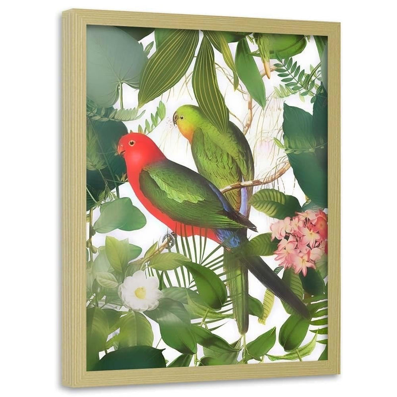 Glezna bēšā rāmī - Parrots In The Leaves  Home Trends DECO