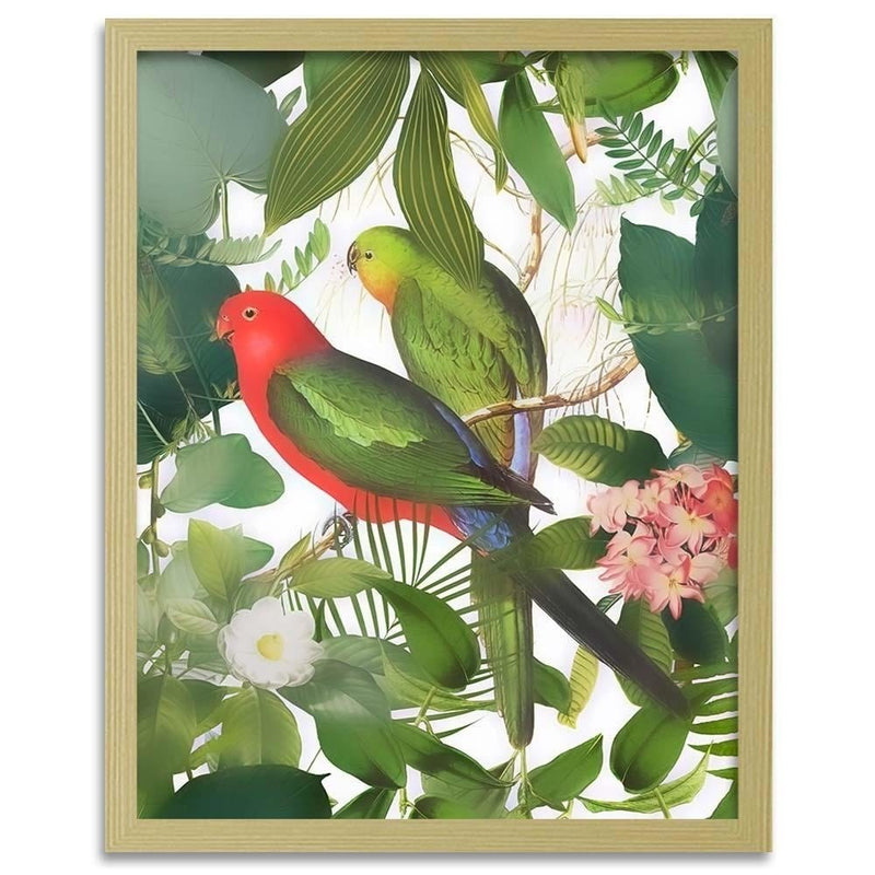 Glezna bēšā rāmī - Parrots In The Leaves  Home Trends DECO