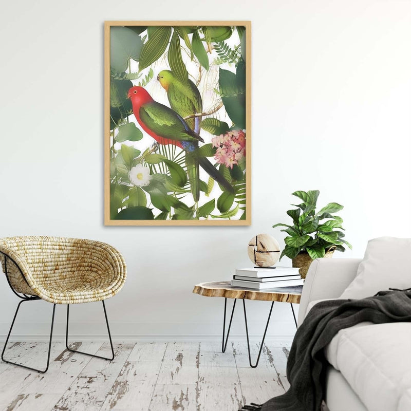 Glezna bēšā rāmī - Parrots In The Leaves  Home Trends DECO