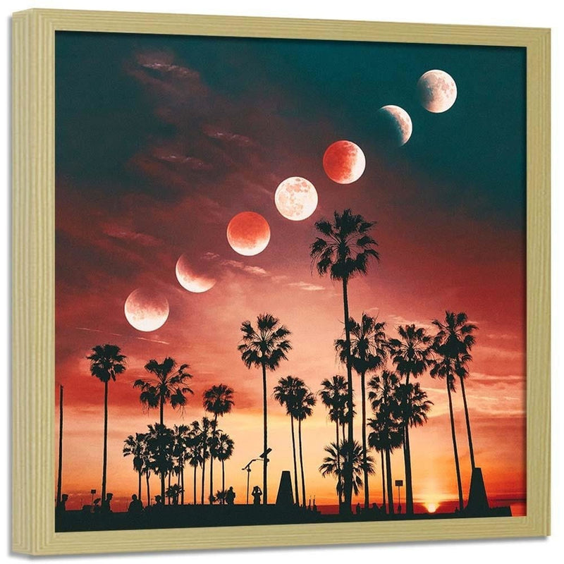 Glezna bēšā rāmī - Phases Of The Moon Over Palm Trees  Home Trends DECO