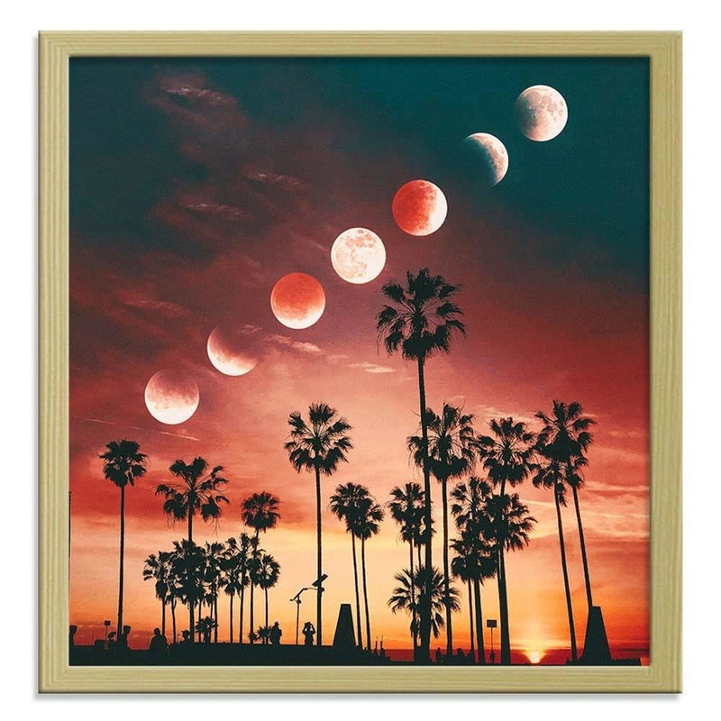 Glezna bēšā rāmī - Phases Of The Moon Over Palm Trees  Home Trends DECO