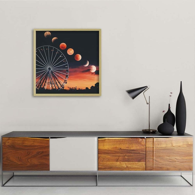 Glezna bēšā rāmī - Phases Of The Moon Over The Ferris Wheel  Home Trends DECO