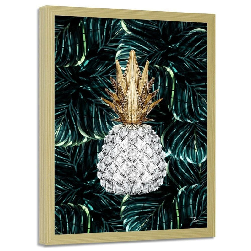 Glezna bēšā rāmī - Pineapple Image Tropical Green  Home Trends DECO