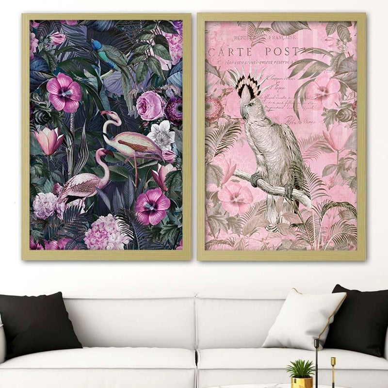 Glezna bēšā rāmī - Pink Birds  Home Trends DECO