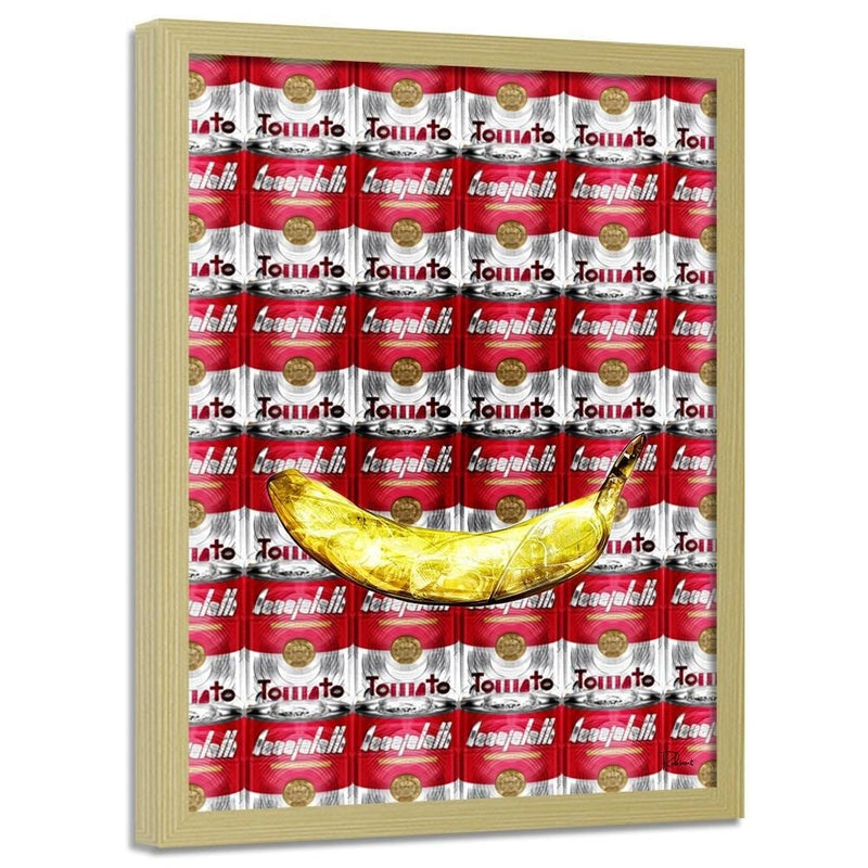 Glezna bēšā rāmī - Pop Art Soup Cans Red  Home Trends DECO