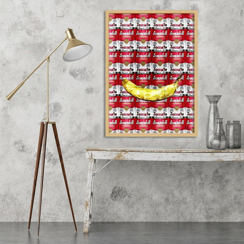 Glezna bēšā rāmī - Pop Art Soup Cans Red  Home Trends DECO