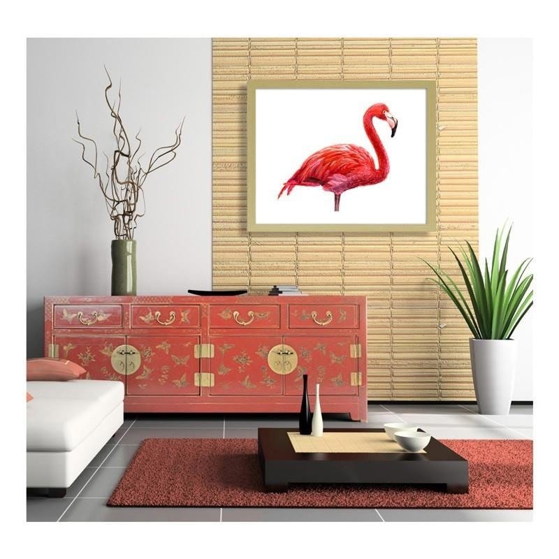 Glezna bēšā rāmī - Realistic flamingo illustration  Home Trends DECO