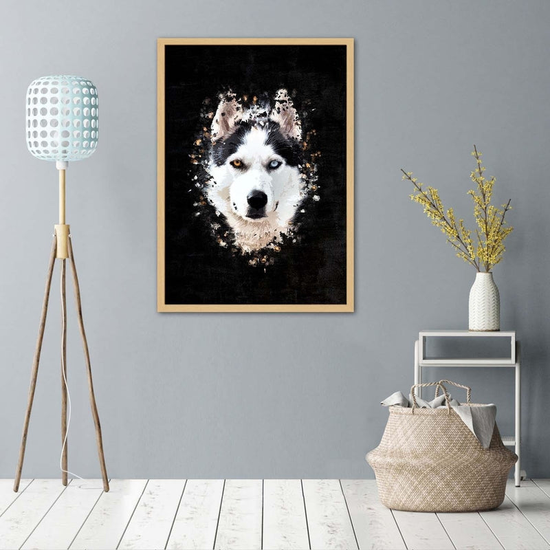 Glezna bēšā rāmī - Siberian Husky  Home Trends DECO