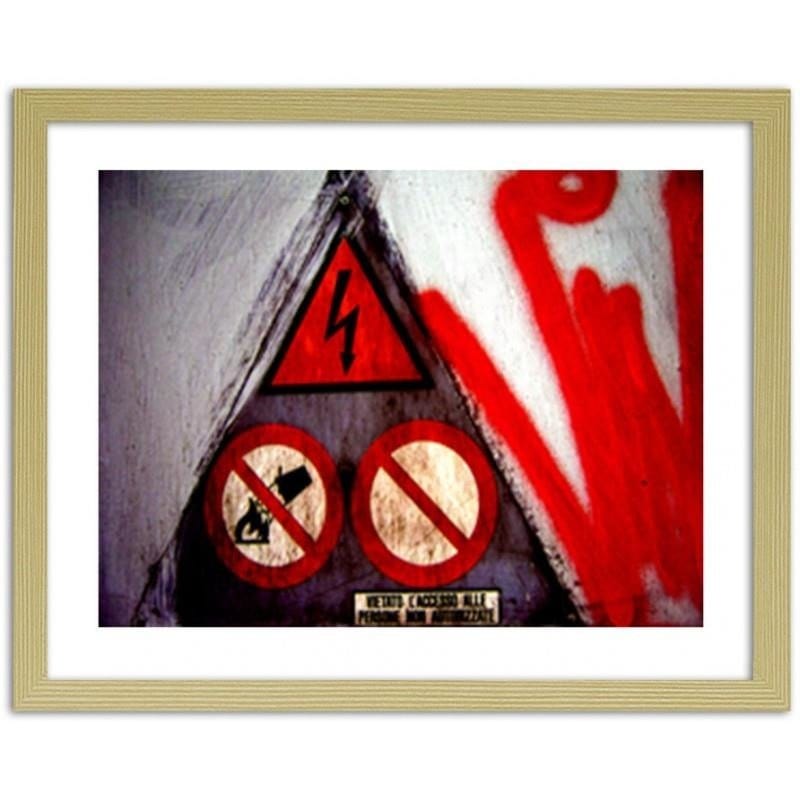 Glezna bēšā rāmī - Sign of prohibition small photo hidden  Home Trends DECO