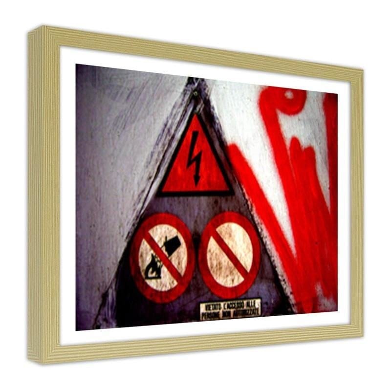 Glezna bēšā rāmī - Sign of prohibition small photo hidden  Home Trends DECO