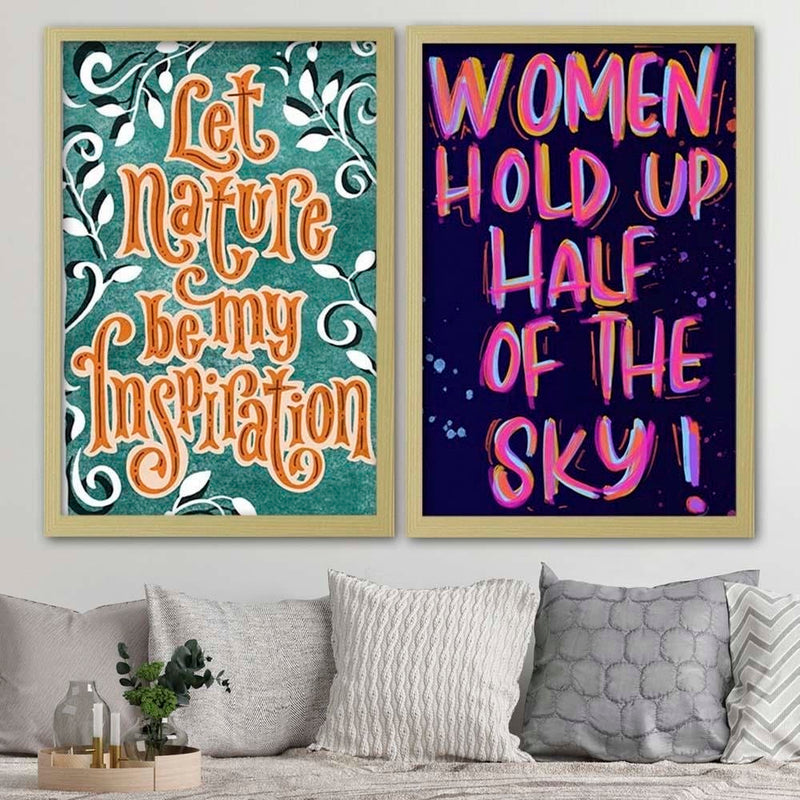 Glezna bēšā rāmī - Slogan About Women  Home Trends DECO