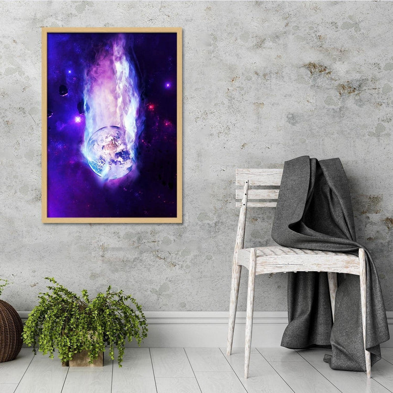 Glezna bēšā rāmī - Space Wall Art Purple  Home Trends DECO