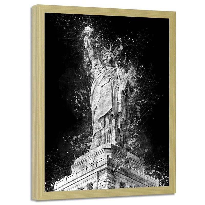 Glezna bēšā rāmī - Statue Of Liberty At Night  Home Trends DECO