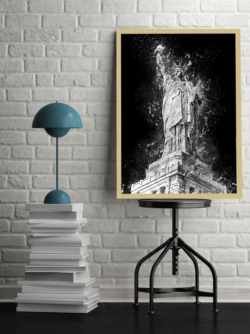 Glezna bēšā rāmī - Statue Of Liberty At Night  Home Trends DECO