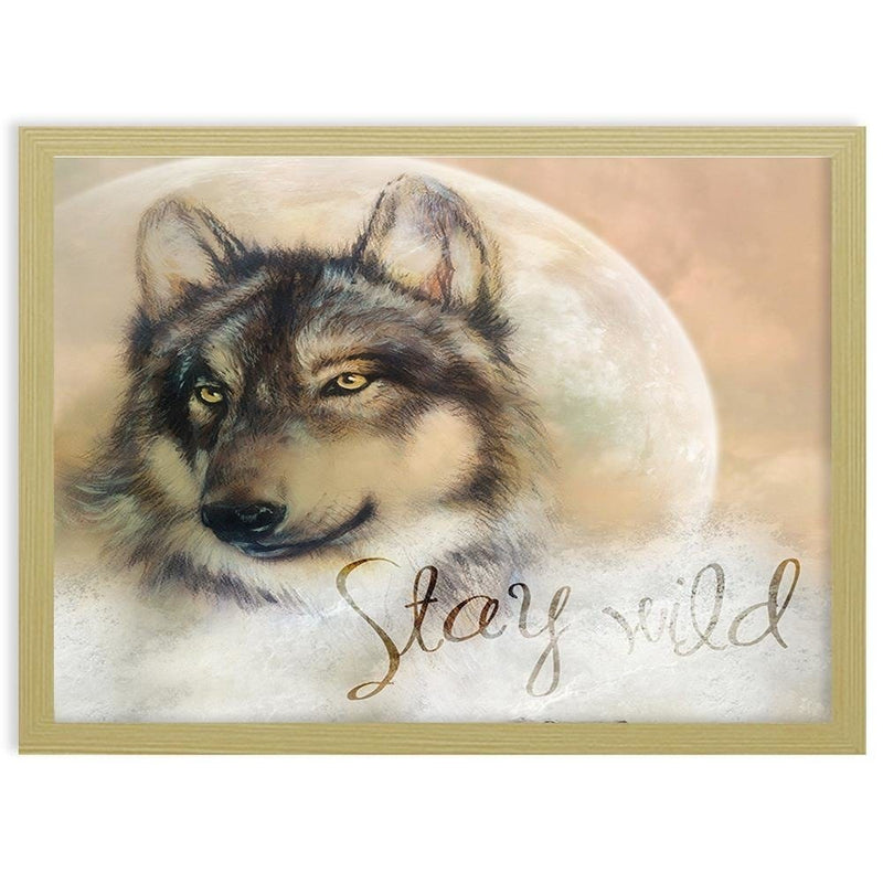 Glezna bēšā rāmī - Stay Wild Wolf  Home Trends DECO