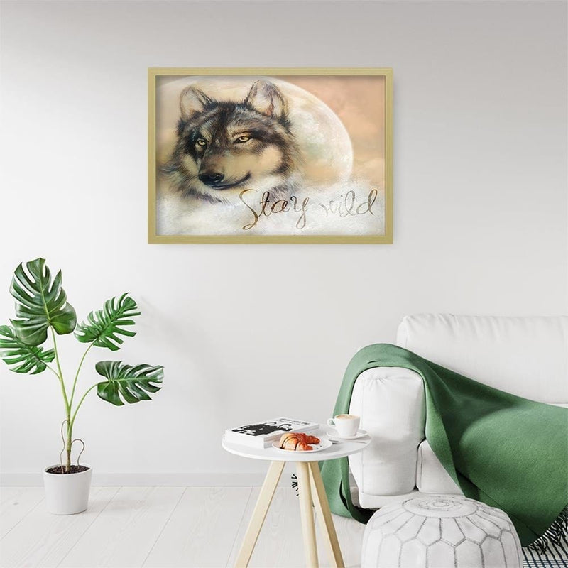 Glezna bēšā rāmī - Stay Wild Wolf  Home Trends DECO