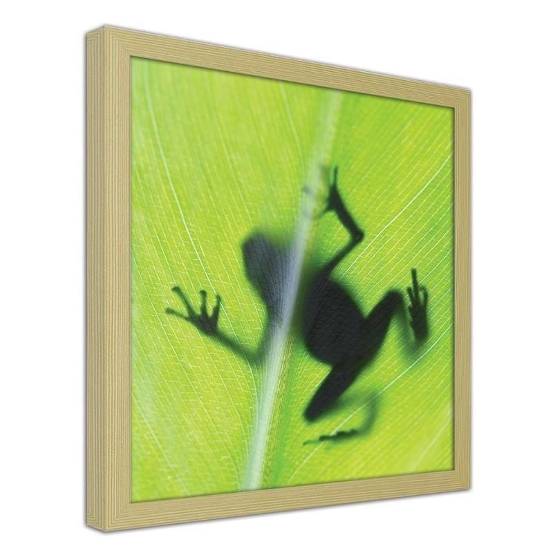 Glezna bēšā rāmī - The frog on the green leaf  Home Trends DECO