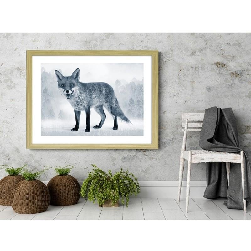 Glezna bēšā rāmī - The grey fox  Home Trends DECO