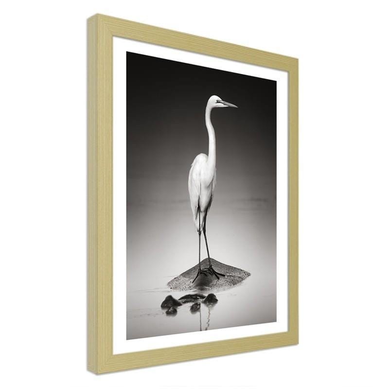 Glezna bēšā rāmī - The heron on the hippopotamus  Home Trends DECO