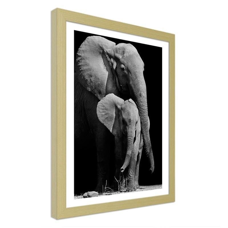 Glezna bēšā rāmī - The journey of the elephant family  Home Trends DECO