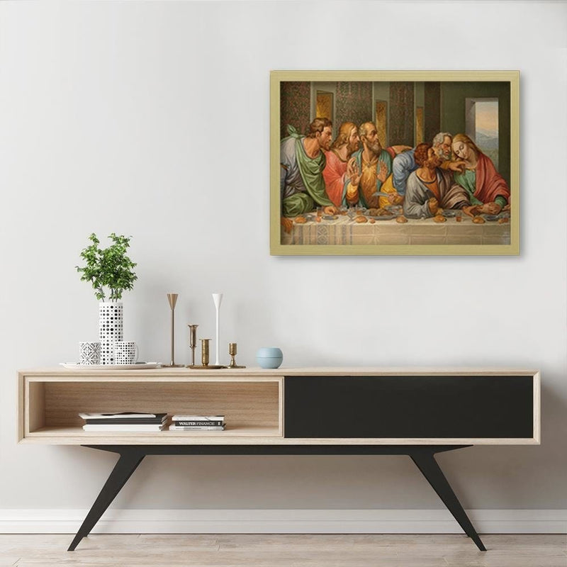 Glezna bēšā rāmī - The Last Supper By Leonardo Da Vinci  Home Trends DECO