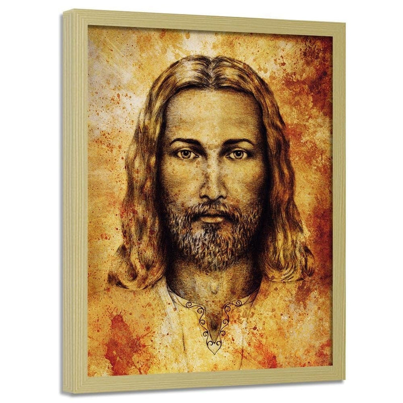 Glezna bēšā rāmī - The Shroud Of Turin Face Of Jesus Christ  Home Trends DECO