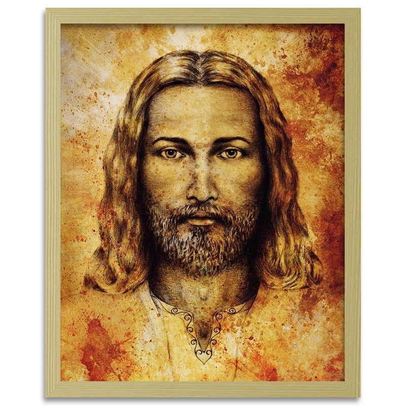 Glezna bēšā rāmī - The Shroud Of Turin Face Of Jesus Christ  Home Trends DECO