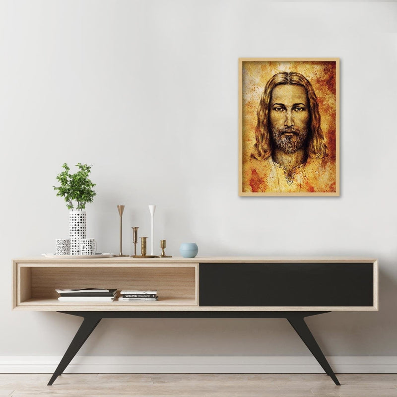 Glezna bēšā rāmī - The Shroud Of Turin Face Of Jesus Christ  Home Trends DECO