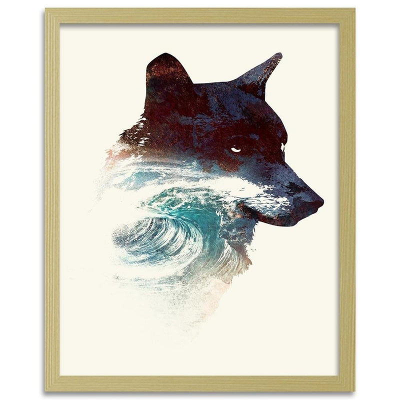 Glezna bēšā rāmī - The Wolf And The Waves  Home Trends DECO