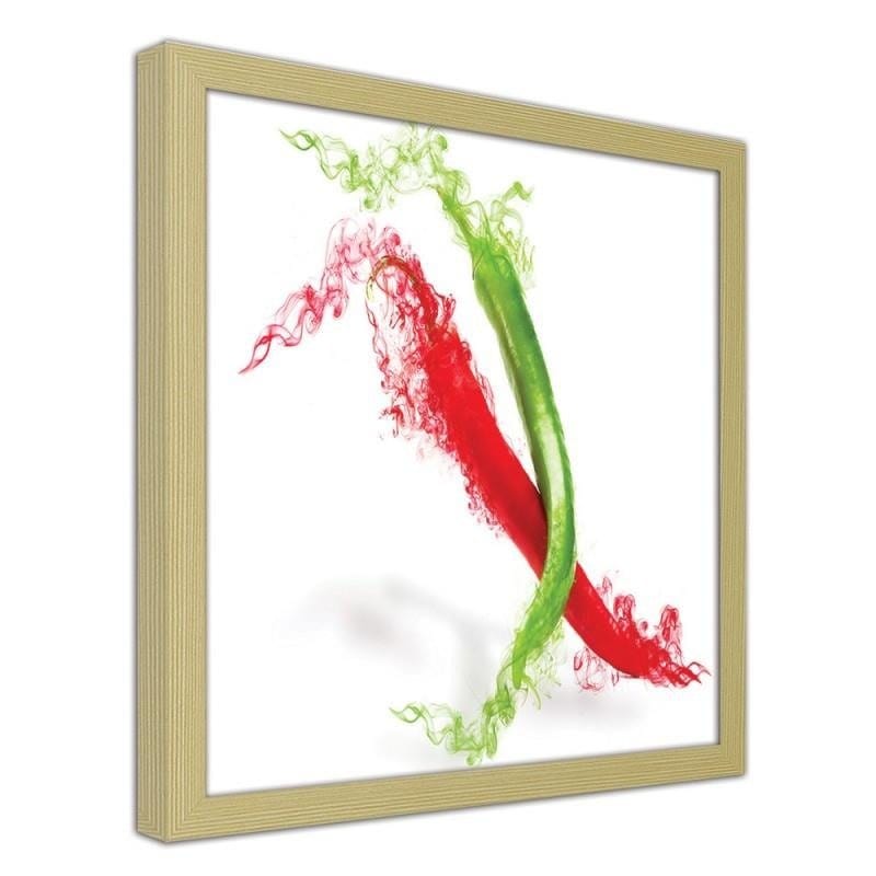 Glezna bēšā rāmī - Two abstract chili peppers  Home Trends DECO