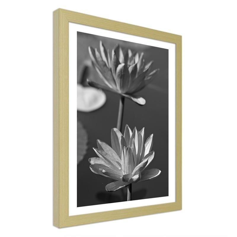 Glezna bēšā rāmī - Two water lilies  Home Trends DECO