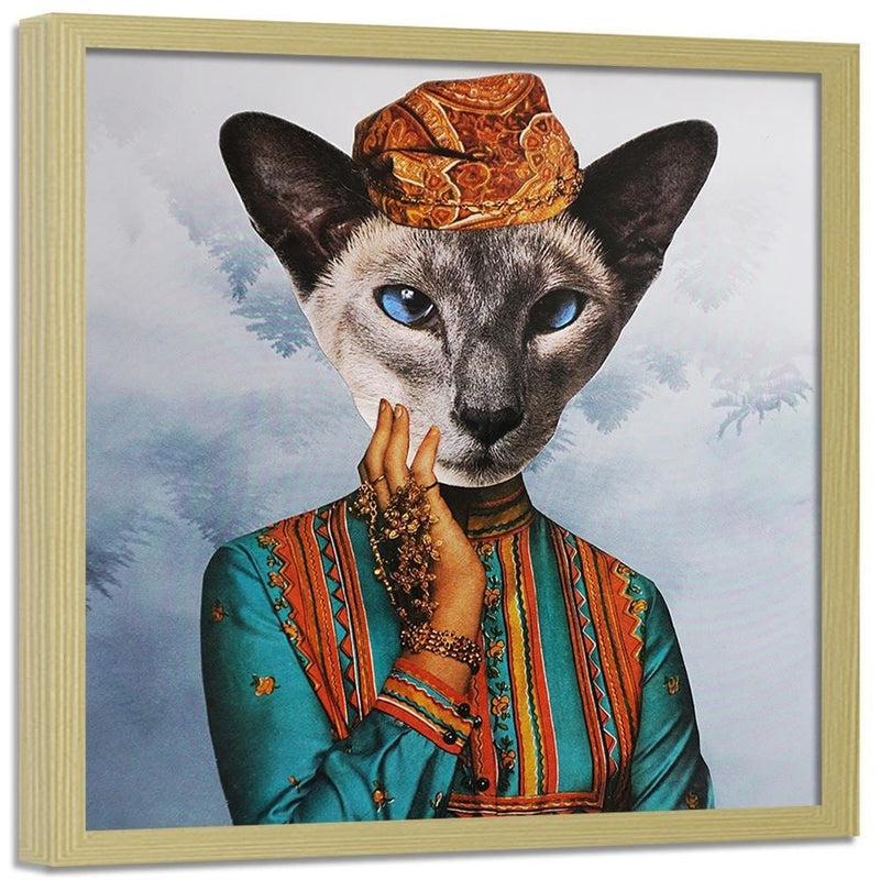 Glezna bēšā rāmī - Woman With A Cat's Head  Home Trends DECO