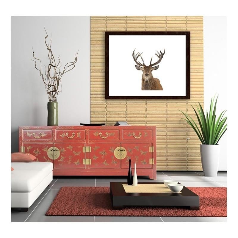 Glezna brūnā rāmī - A deer's head on a white background  Home Trends DECO