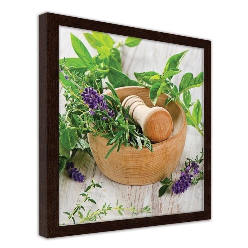 Glezna brūnā rāmī - A mortar with herbs  Home Trends DECO