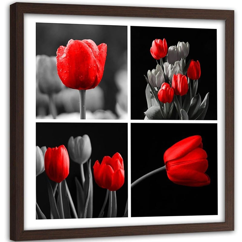 Glezna brūnā rāmī - A Set Of Red Tulips  Home Trends DECO