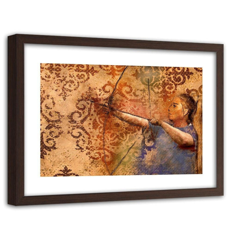 Glezna brūnā rāmī - A Woman Firing A Bow  Home Trends DECO