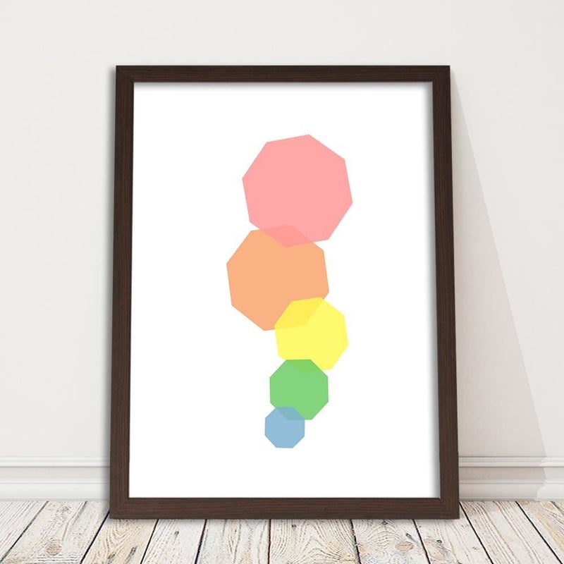 Glezna brūnā rāmī - Abstract Colorful Octagons  Home Trends DECO