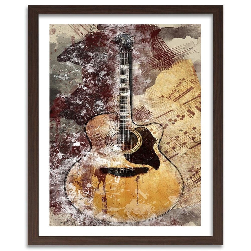 Glezna brūnā rāmī - Abstract Guitar  Home Trends DECO