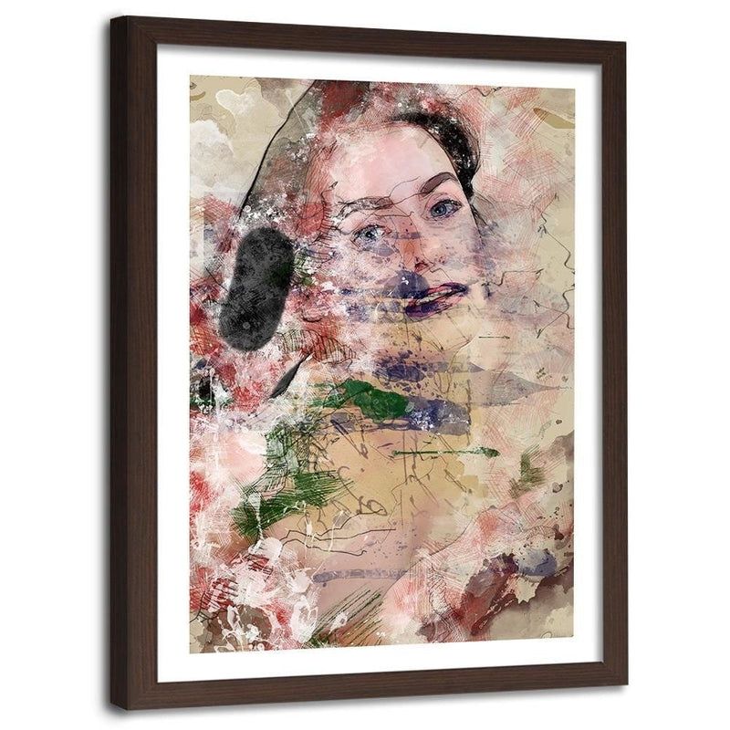 Glezna brūnā rāmī - Abstract Woman's Face  Home Trends DECO