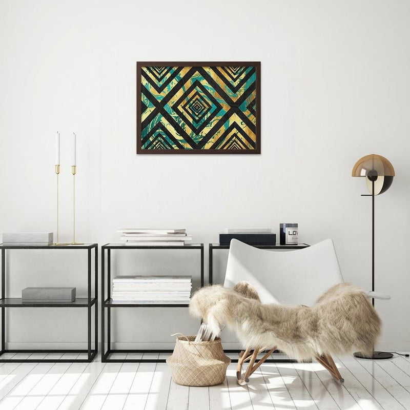 Glezna brūnā rāmī - Abstraction With A Black Pattern  Home Trends DECO