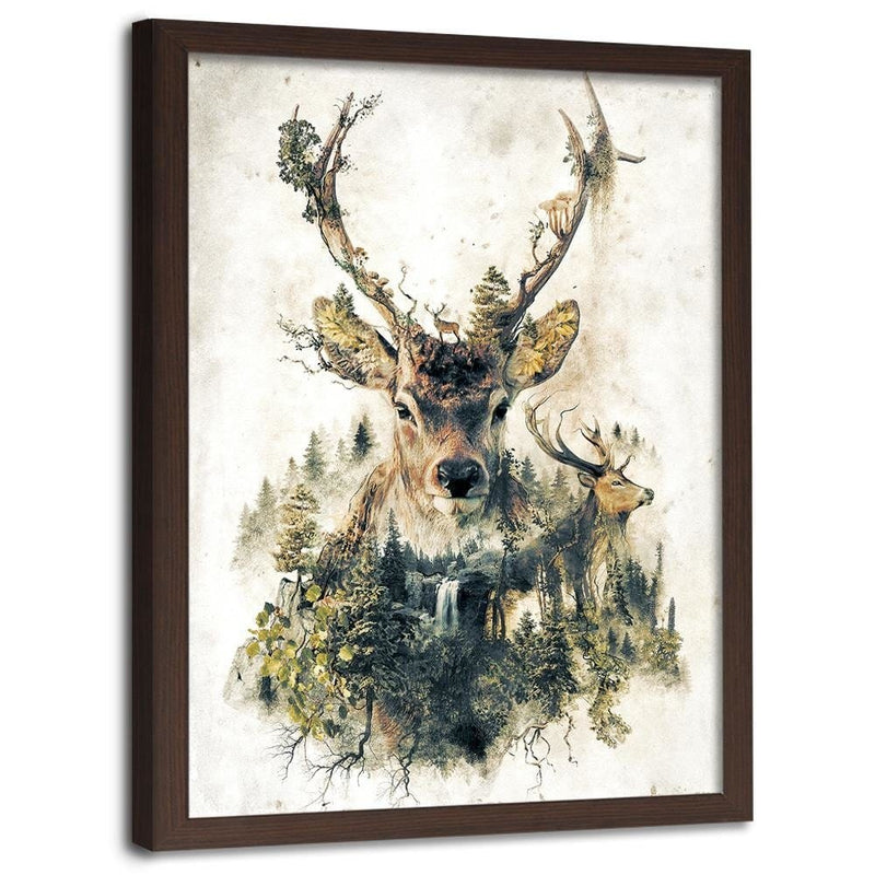 Glezna brūnā rāmī - Artistic Deer  Home Trends DECO