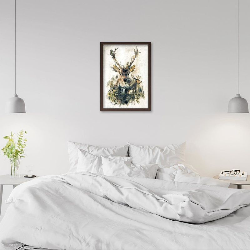 Glezna brūnā rāmī - Artistic Deer  Home Trends DECO