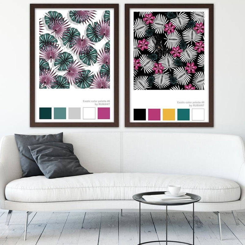 Glezna brūnā rāmī - Artwork Tropical Pink  Home Trends DECO