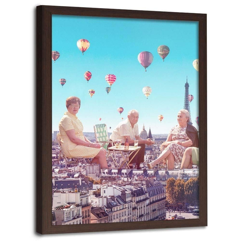 Glezna brūnā rāmī - Balloons Above The Paris  Home Trends DECO