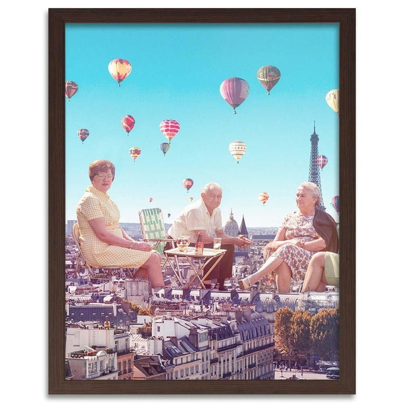 Glezna brūnā rāmī - Balloons Above The Paris  Home Trends DECO